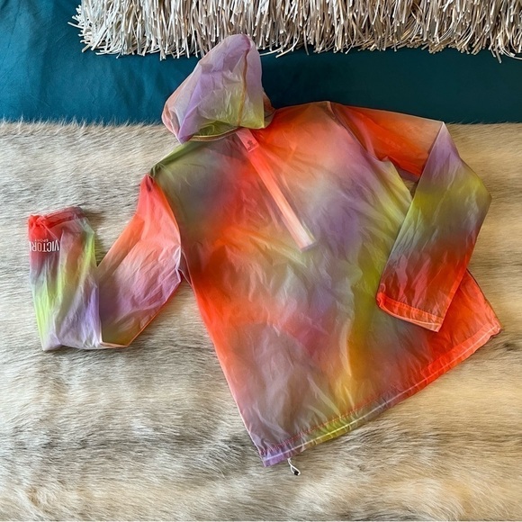 VICTORIA’S SECRET Victoria Sport XS Hoodie Windbreaker 1/2 Zip Orange Hombre - Picture 3 of 12